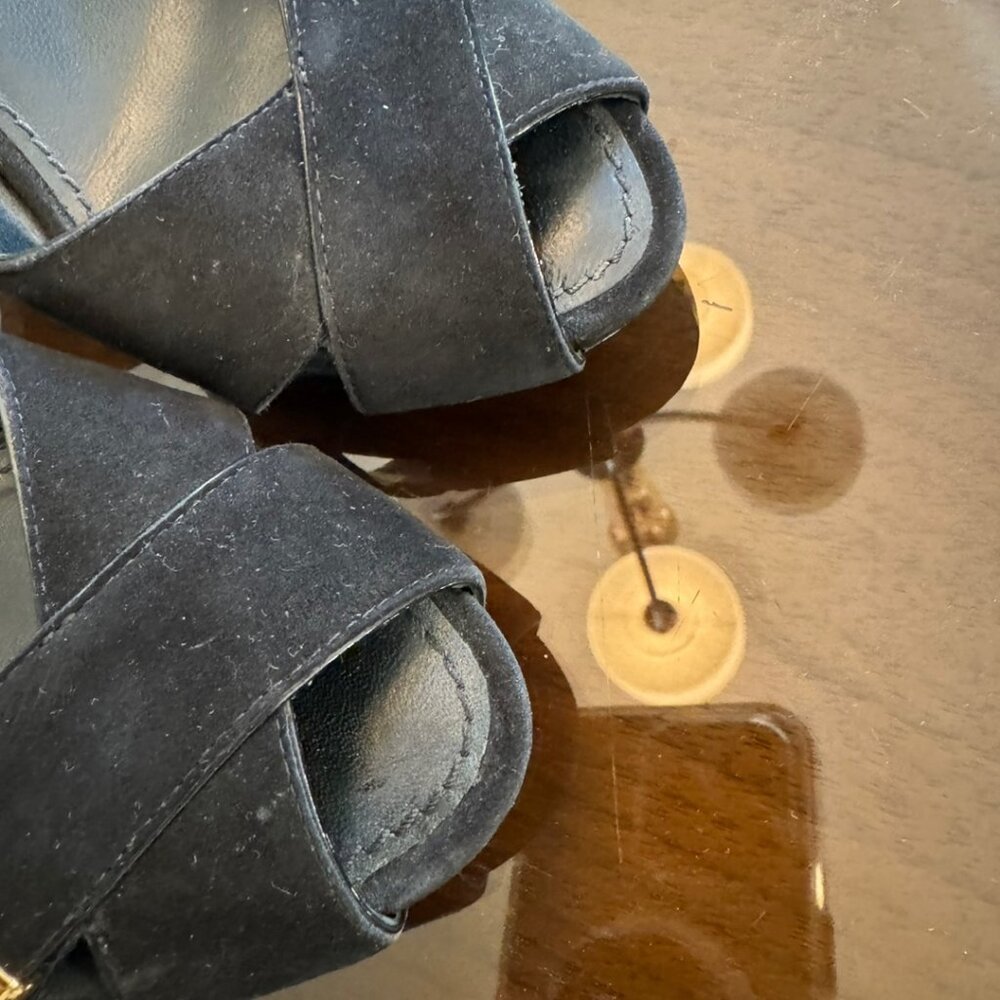 Louis Vuitton Black Suede Cross Strap Slides Sandals Size 35 1/2 - Picture 9 of 15